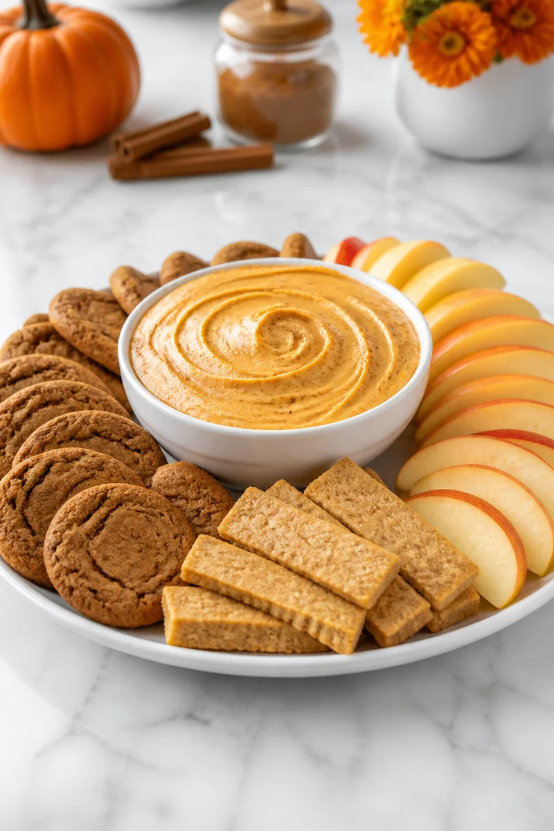 Creamy no-bake pumpkin pie dip served in a bowl with cinnamon on top