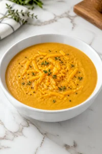 Creamy Sweet Potato Soup with Cheddar