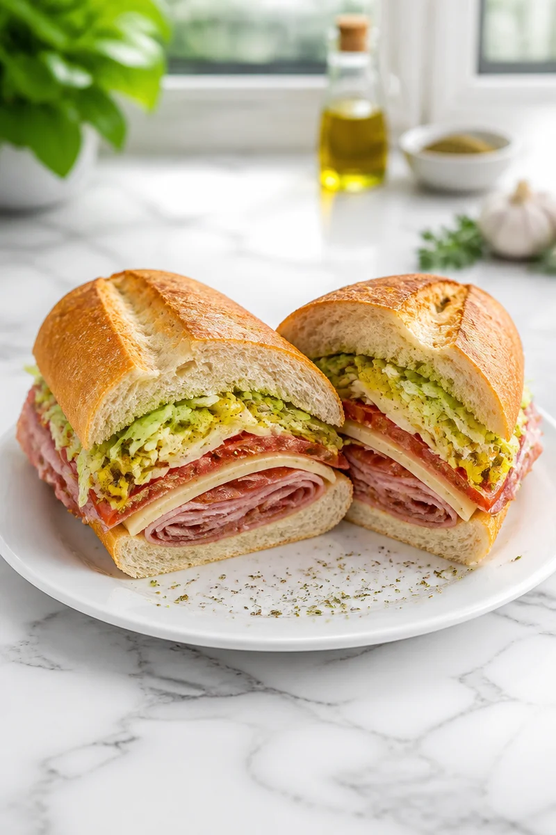 Classic Italian hoagie sandwich filled with meats and fresh ingredients.