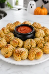 Easy Halloween Homemade Garlic Knot Bite