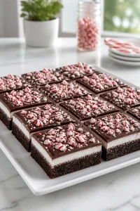 Fudgy Peppermint Brownies with Chocolate Ganache