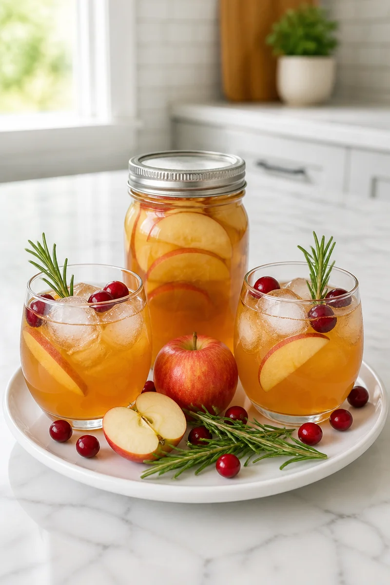 Homemade apple cider shrub used in refreshing mocktails
