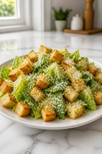 Homemade Caesar Salad With Garlic Croutons