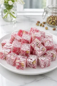 Homemade Turkish Delight Lokum with Pistachios