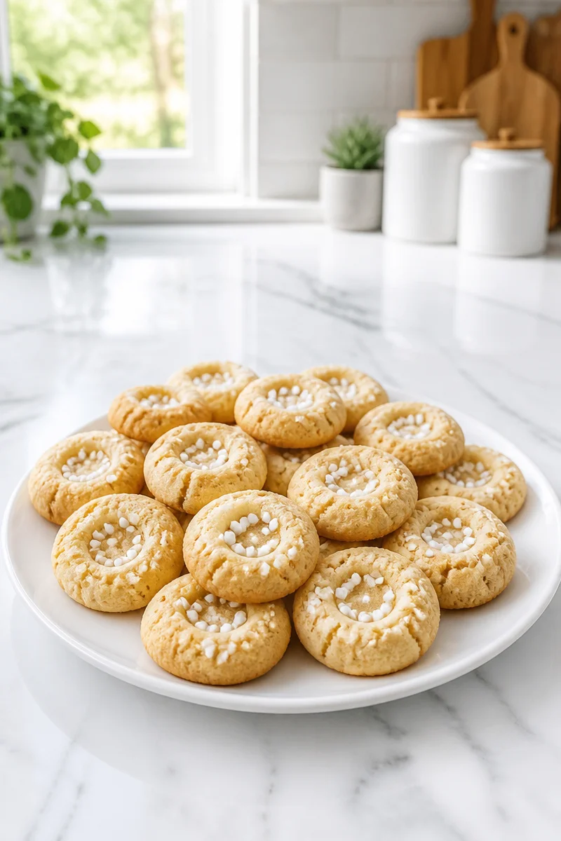 Norwegian Serinakaker butter cookies topped with pearl sugar