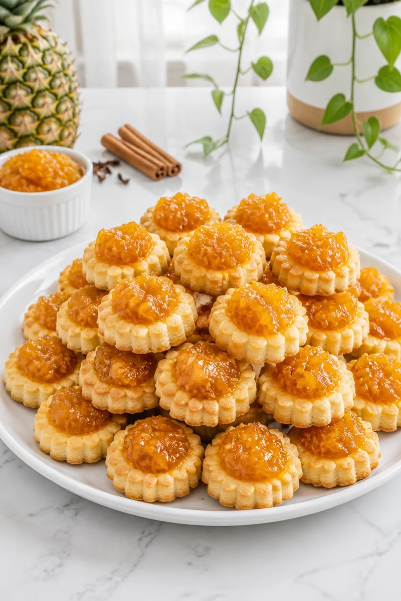 Delicious Nyonya Pineapple Tarts filled with homemade jam