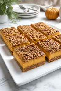 Pecan Crust Pumpkin Cheesecake Bars