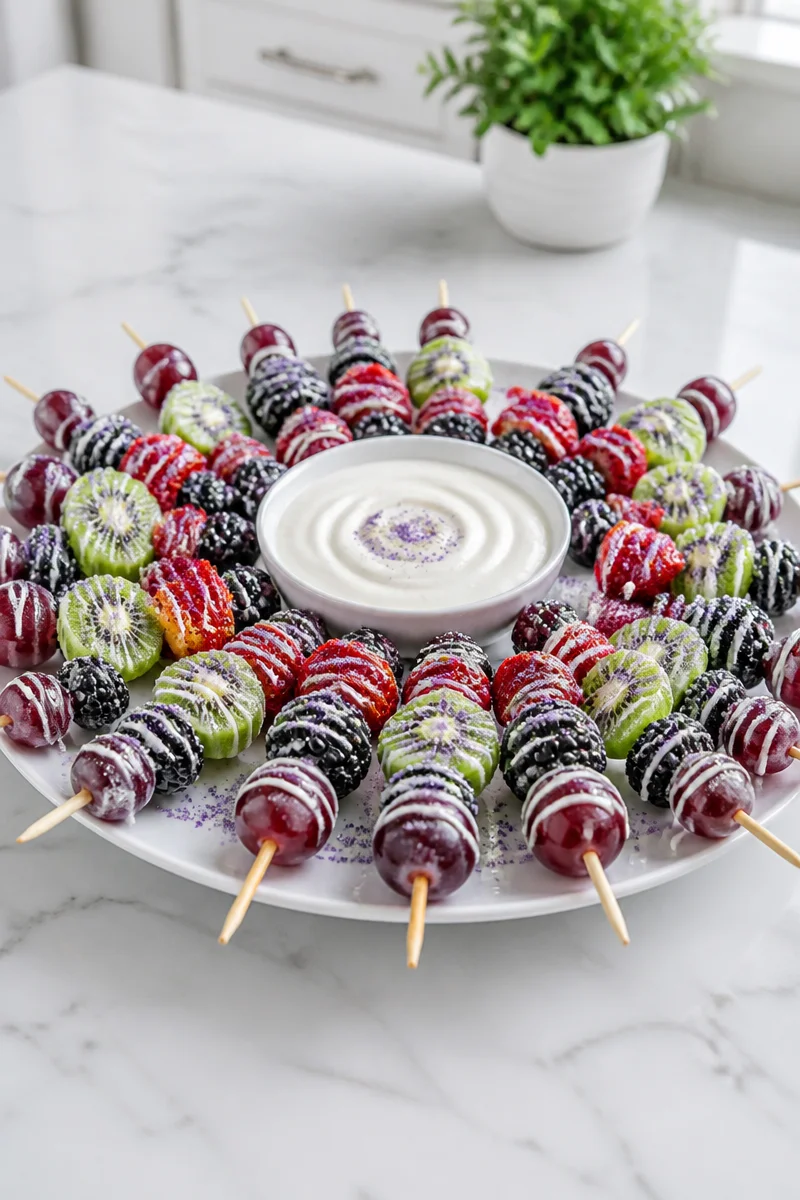 Pixie Dust Purple Candy Kabob loaded with colorful sweets