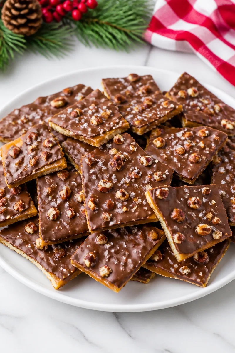Delicious Christmas crack made with Saltine crackers and toffee for the holidays