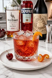 Smooth Bourbon Boulevardier Cocktail with Campari