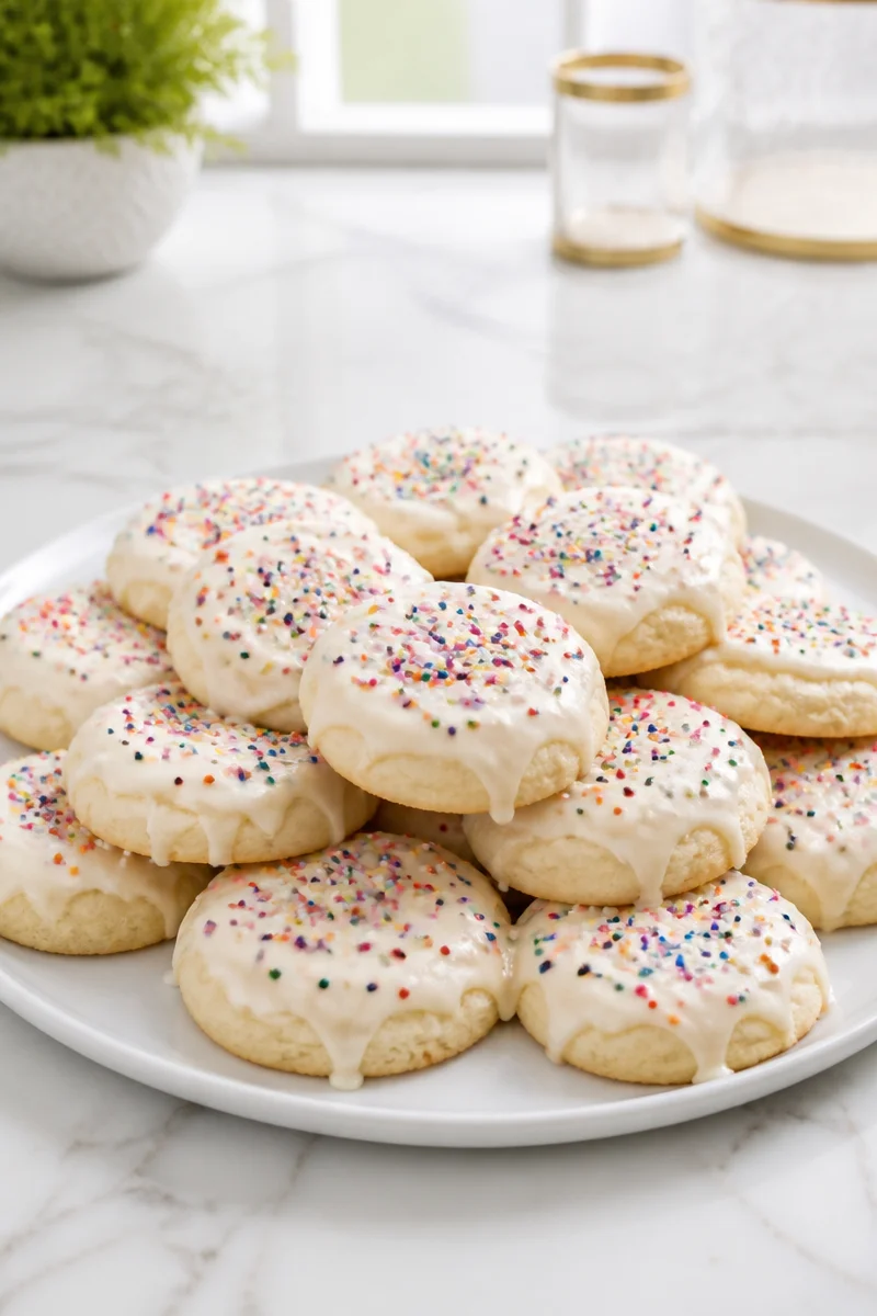 Soft Italian ricotta cookie with a sweet glaze on top