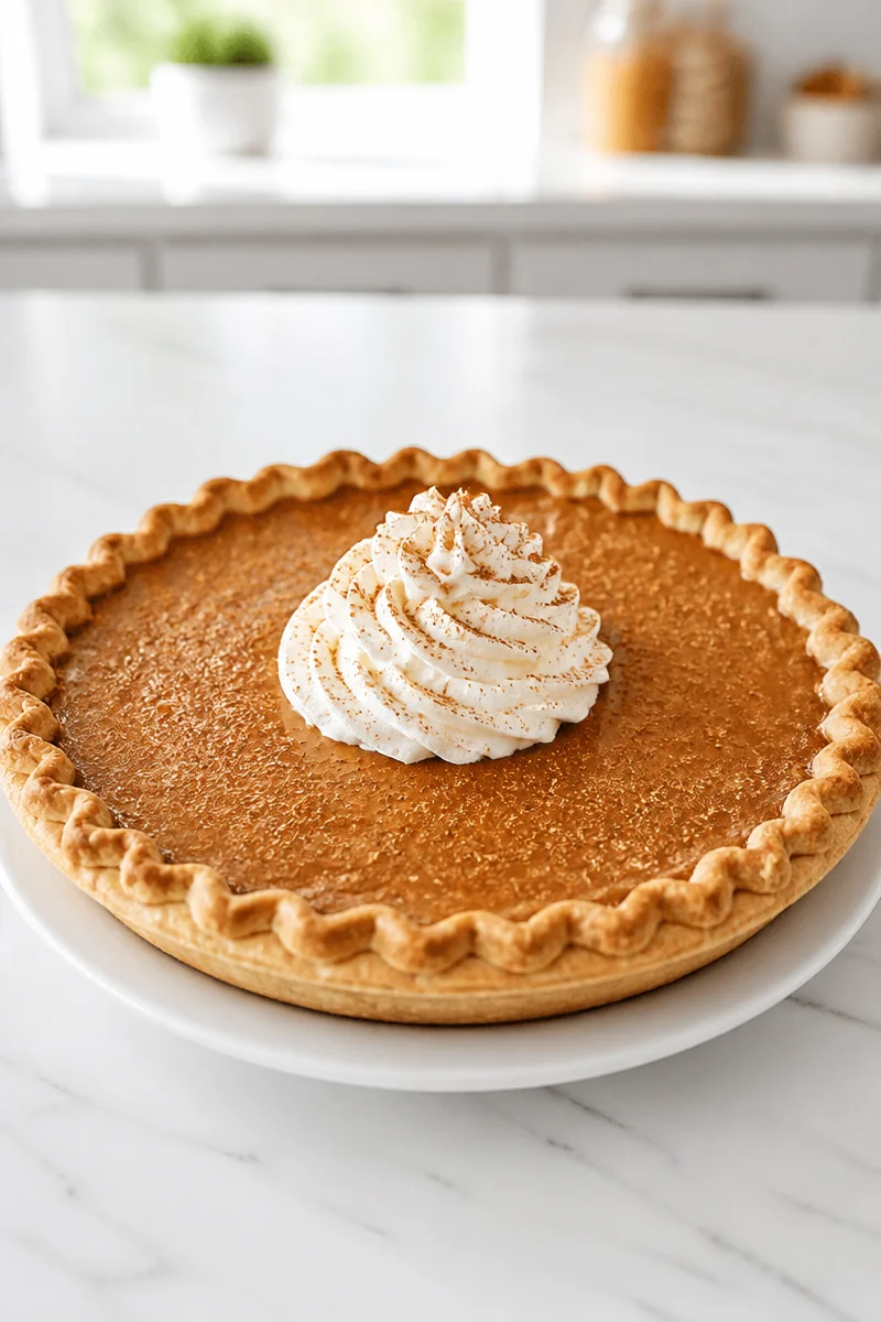 Southern apple butter custard pie with a golden crust and creamy filling
