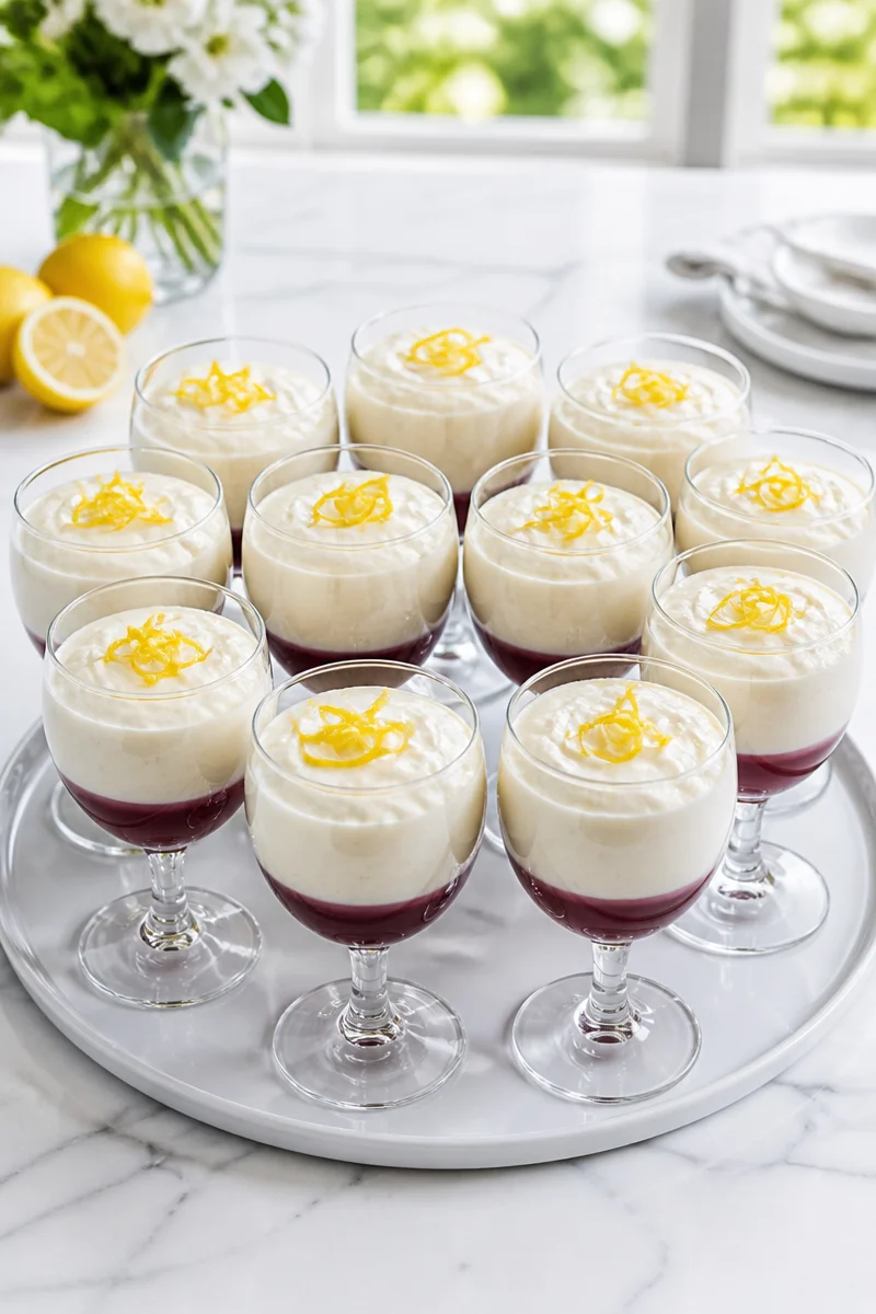 A serving of Very Fine English Sherry Syllabub in a beautiful glass dish.